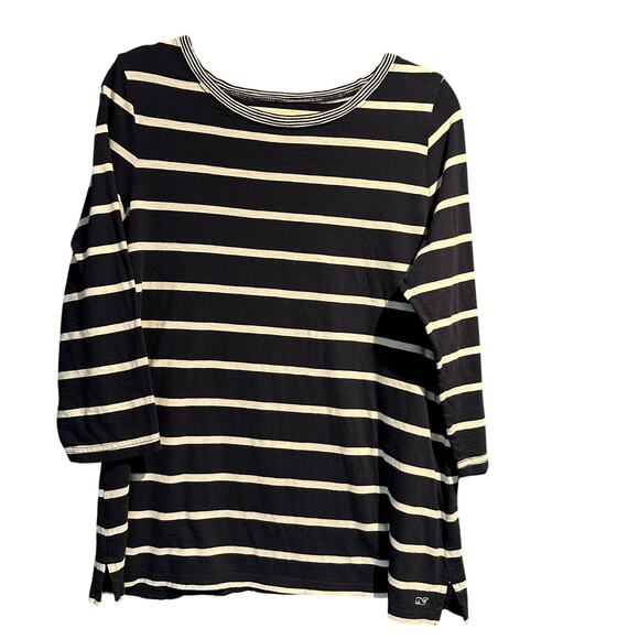 Vineyard Vines Preppy Nautical 3/4 Sleeve Tee Navy White Striped Soft Comfy XL - Picture 1 of 7